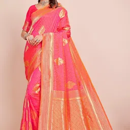 DIVASTRI Ethnic Motifs Zari Banarasi Saree-image-31