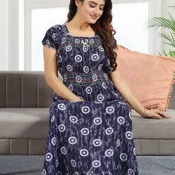 NIGHTY KING Printed Square Neck Nightdress-picture-15