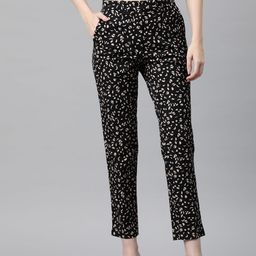 Marks & Spencer Women Abstract Printed High-Rise Cropped Trousers-image-72