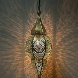Homesake Golden Moroccan Hanging Lamp - Set of 1-image-7