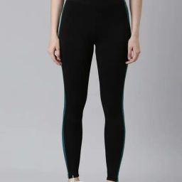 Go Colors Cotton Stretch Active Leggings For Women | Breathable, High Waist, Black-image-49
