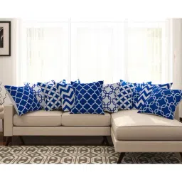 SEJ by Nisha Gupta Blue & White Cushion Covers - Set of 10-image-34
