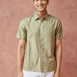 Fabindia Olive Straight Fit Shirt-image-43