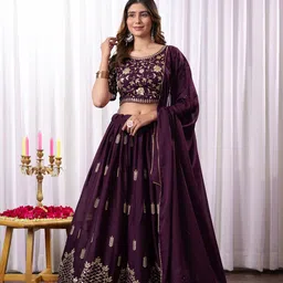 PAYAL CREATION Embroidered Ready to Wear Lehenga & Semi-Stitched Blouse With Dupatta-picture-10