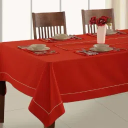 Swayam Red Cotton 200 TC 4 Seater Table Cover - Set of 1-34