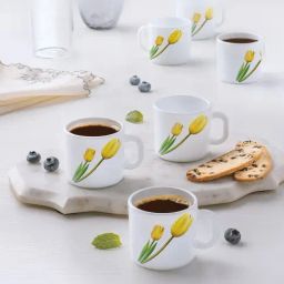Larah by Borosil White Ceramic Tea & Coffee Mug - Set fo 6 100ml-image-9
