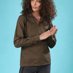 Campus Sutra Olive Regular Fit Jacket-image-30