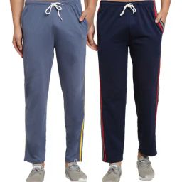 Vimal Jonney Sky Blue & Blue Regular Fit Trackpants - Pack of 2-image-1