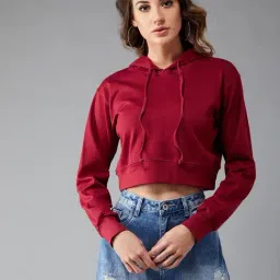 DOLCE CRUDO Maroon Regular Fit Hoodie-image-34