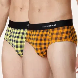 Underjeans By Spykar Multi Regular Fit Checks Briefs - Pak of 2-image-13