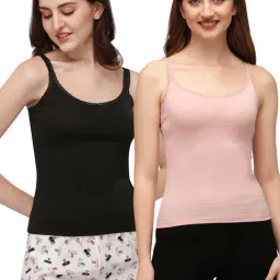 Soie Pink & Black Camisole - Pack of 2-image-74