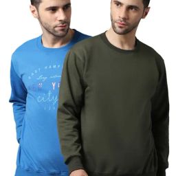 Vimal Jonney Green & Blue Regular Fit Printed Sweatshirts - Pack of 2-image-95