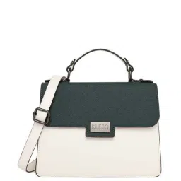 KLEIO Green & White Solid Medium Satchel Handbag-picture-40