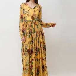 Cation Yellow Floral Print Maxi Dress-image-95