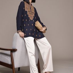 Ritu Kumar Ethnic Motifs Embroidered Kurti with Camisole-image-80