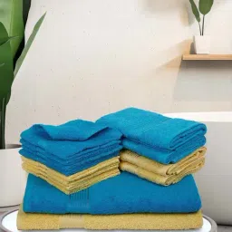 Bianca D`ROSS Yellow & Blue Cotton 400 GSM Towel Set-image-69