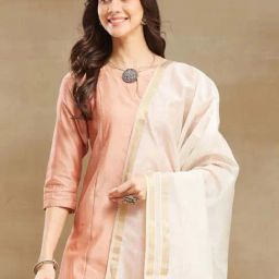 Fabindia Cream Woven Pattern Dupatta image 4