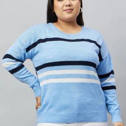 Club York Blue Striped Plus Size Sweater-image-16