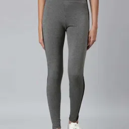 Go Colors Cotton Stretch Active Leggings For Women | Breathable, High Waist, Antra Melange-image-19