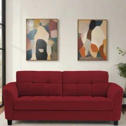 Febonic Chilli Red Neem Wood Mulan 2 Seater Sofa-image-2