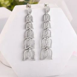 Voylla Silver Sparkling Elegance Lotusr American Diamond Drop Earrings-picture-36