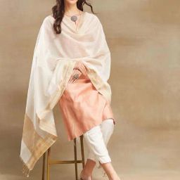 Fabindia Cream Woven Pattern Dupatta image 2