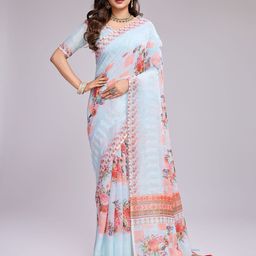 Melok Floral Linen Blend Saree-image-35
