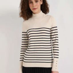 Tommy Hilfiger Beige Heather Regular Fit Striped Sweater-image-62