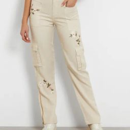 Guess Beige Embroidery Cargo Pant-picture-48