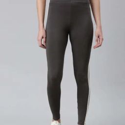Go Colors! Grey Cotton Striped Sports Tights-image-51
