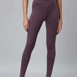 Go Colors! Purple Cotton Striped Sports Tights-image-97