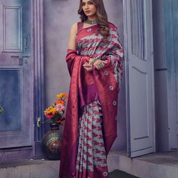HANDSEL Woven Design Zari Pure Silk Banarasi Saree-image-100