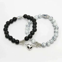 NVR Black & White Marbel Crystal Bracelet for Unisex - Set of 2 image 4