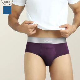 XYXX Wine & Blue Micro Modal Briefs - Pack of 2-picture-15