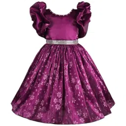 Wish Karo Girls Wine Floral Print Party Dress-image-22