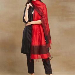 Fabindia Red Woven Pattern Dupatta-picture-2