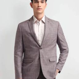 Arrow Purple Regular Fit Checks Blazer-image-94