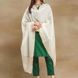 Fabindia Off-White Woven Pattern Dupatta-image-50
