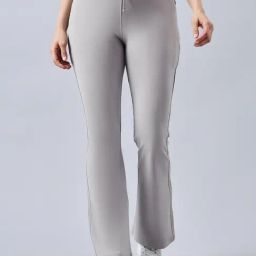 FEMEA Grey Elastane Solid Trackpants-image-112