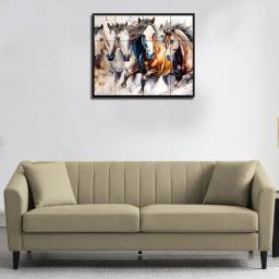 Febonic Honey Beige Neem Wood Polon 3 Seater Sofa-image-20