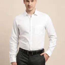 Turtle White Cotton Slim Fit Dobby Shirt-image-76