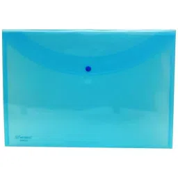 Worldone F/C Size Plain Transparent Blue 0.18 mm Thick PP Sheet My Clear Bag with Snap Button, DC285-6
