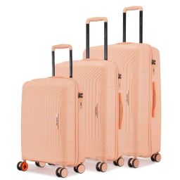Nasher Miles Coorg Peach 8 Wheels Large Hard Cabin Trolley Bag Set of 3-picture-3