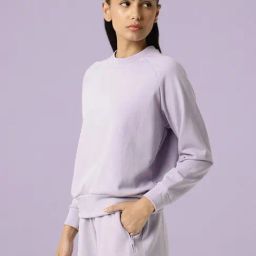 RAREISM Pink Cotton Blend Solid Long Sleeves Sweatshirt-image-99