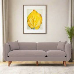 Febonic Almond Beige Neem Wood Reva 3 Seater Sofa-image-2