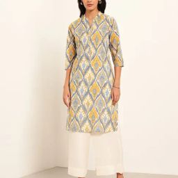 Rangmanch By Pantaloons Yellow Regular Fit Printed Kurta-picture-18