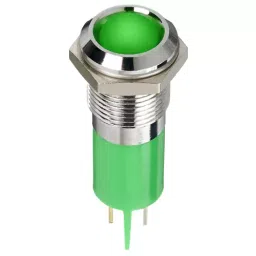 RS PRO Green Panel Mount Indicator 2V DC, Mounting Hole Size 14 mm, Termination Type Faston, Solder Lug, IP Rating IP67, Model No 1345538-32