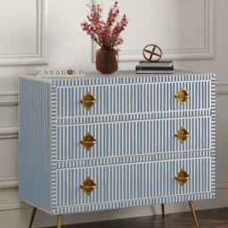 Casagold Teal Blue Inlay Chest of Drawers - Waterfall-image-39
