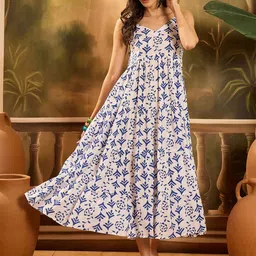 Stylum Women Ethnic Motifs Printed Shoulder Straps Fit & Flare Midi Dress-picture-48