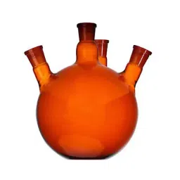 ABGIL 250 ml Boiling Flask Flat Bottom Amber 4 Neck with Interchangeable Stopper for Side Neck Joints, FB-303-05-16